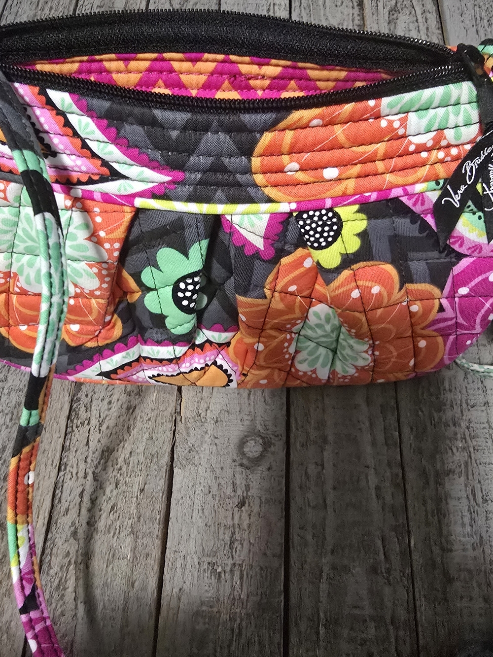 Vera Bradley Quilted Mini Crossbody in Orange, Pink & Mint Floral